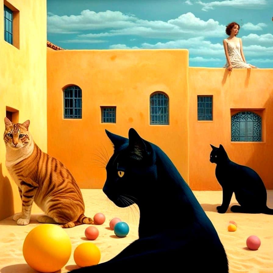 Vibrant Ladies in Whimsical Surreal Landscape