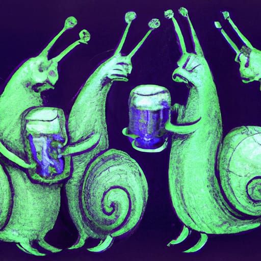 Snails enjoying some Beer AI Generated Artwork NightCafe Creator