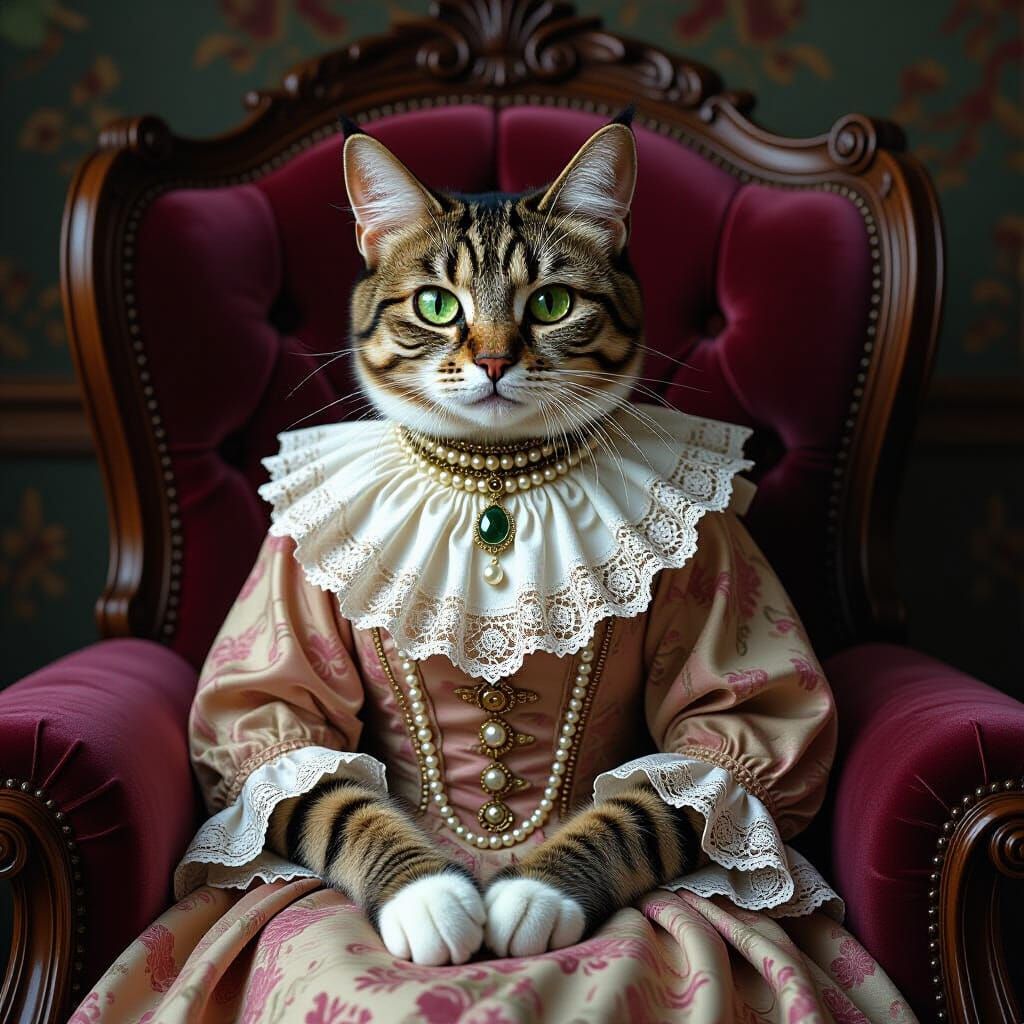 victorian cat photorealistic hyperralistic  by @Kolleepup-The-Pup