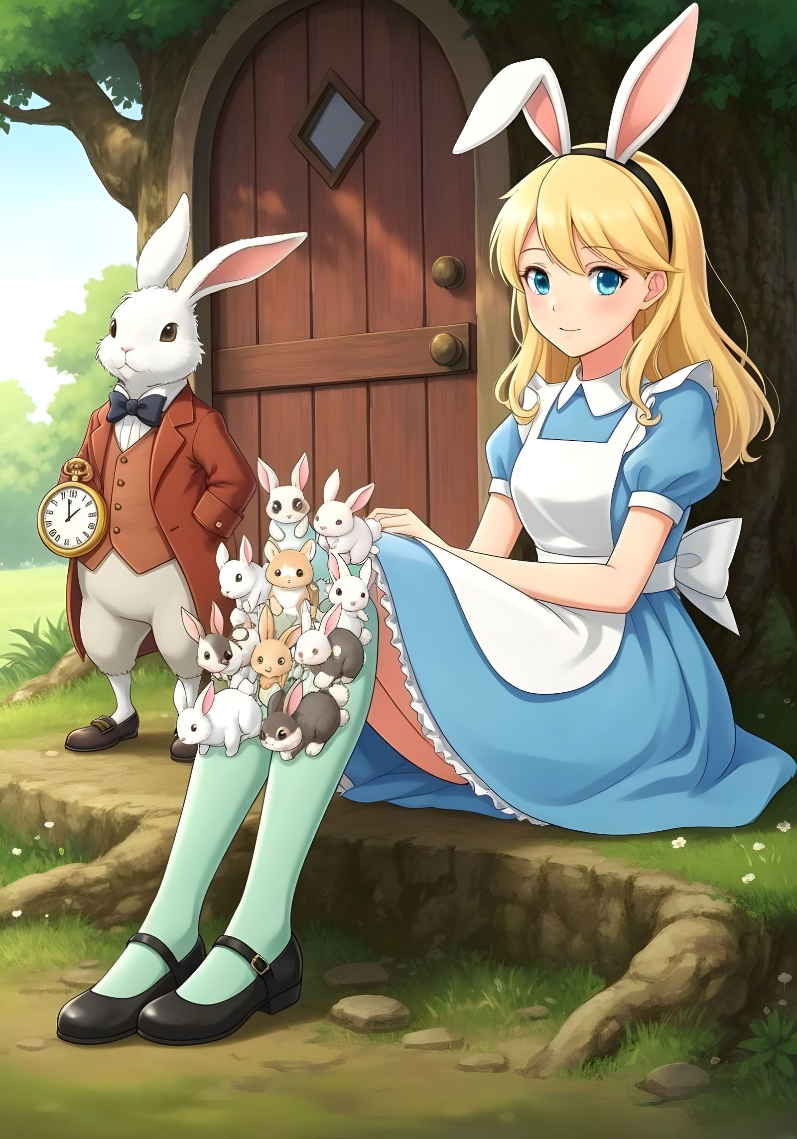 Cute AI Fail Bunny Fluffle Socks Design with Bunny Stuffies  by @Gary Murakami