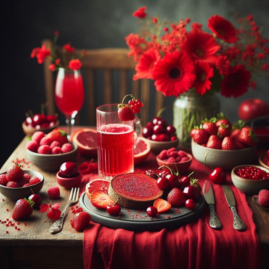 red-themed breakfast