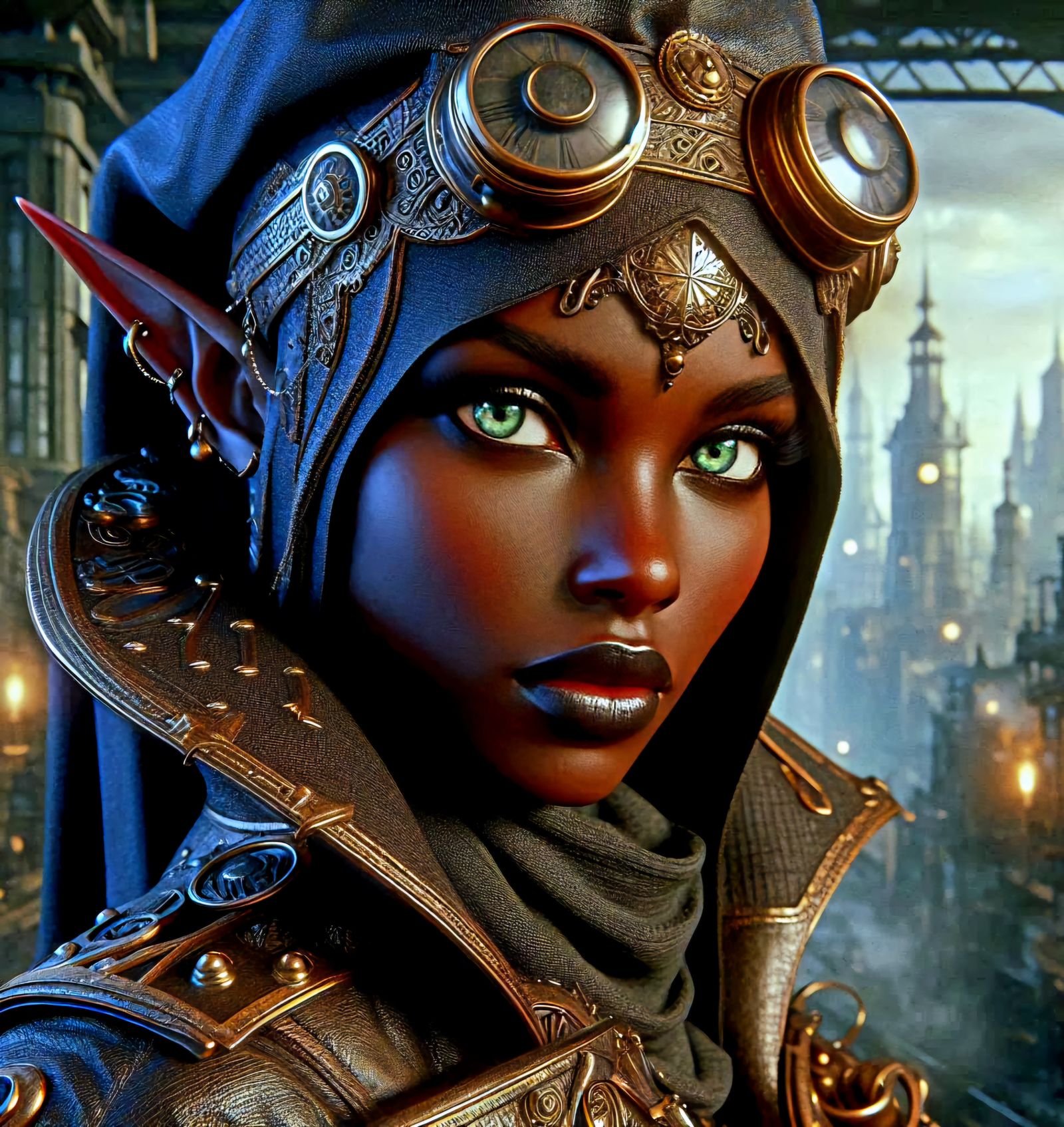 Elven Portrait. Steampunk