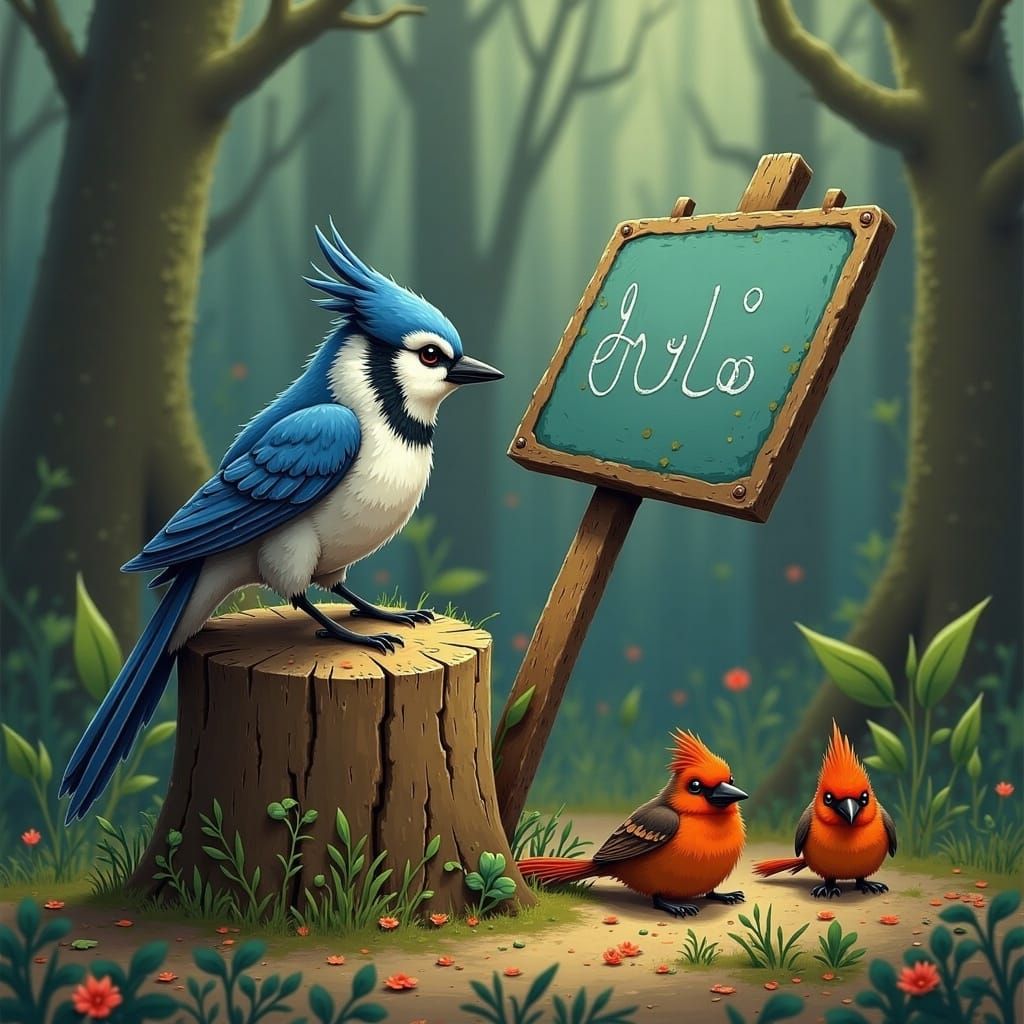 Blue Jay teaching his class about nature.