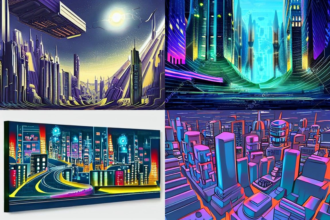 Sci-fi city in the style of Shock art