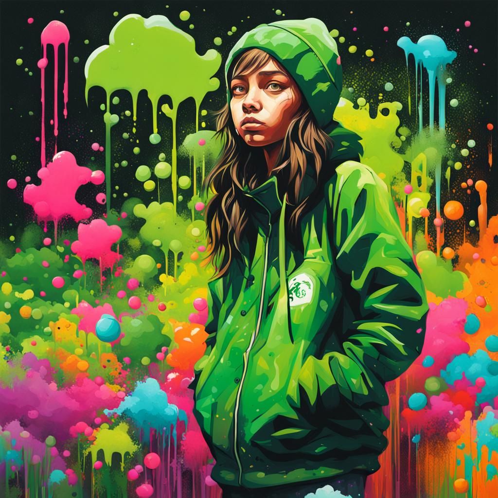 A girl in big green garden