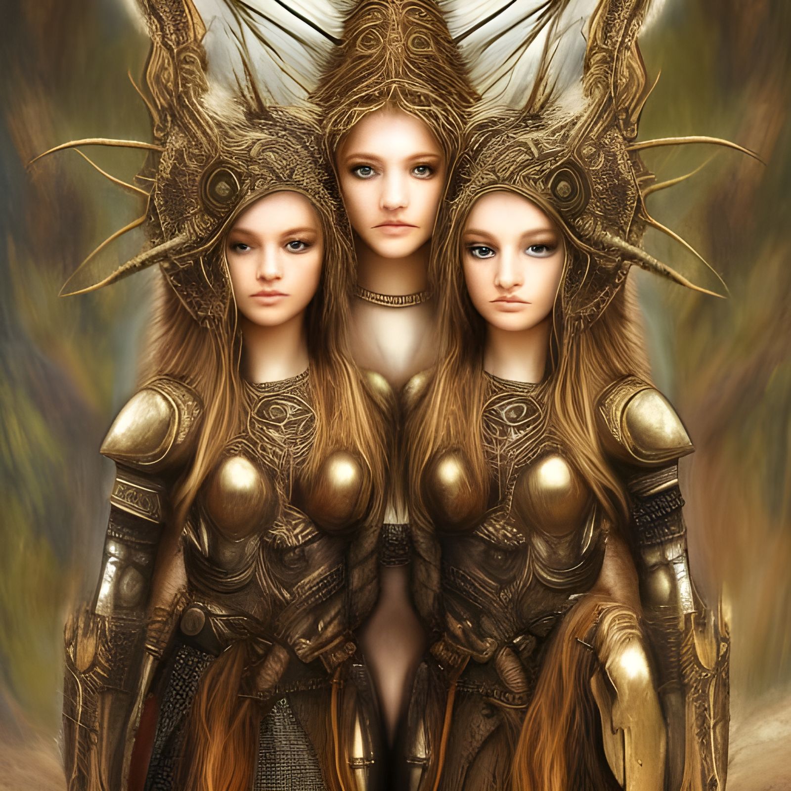 Warrior Twins in Golden Light, Fantasy Concept Art
