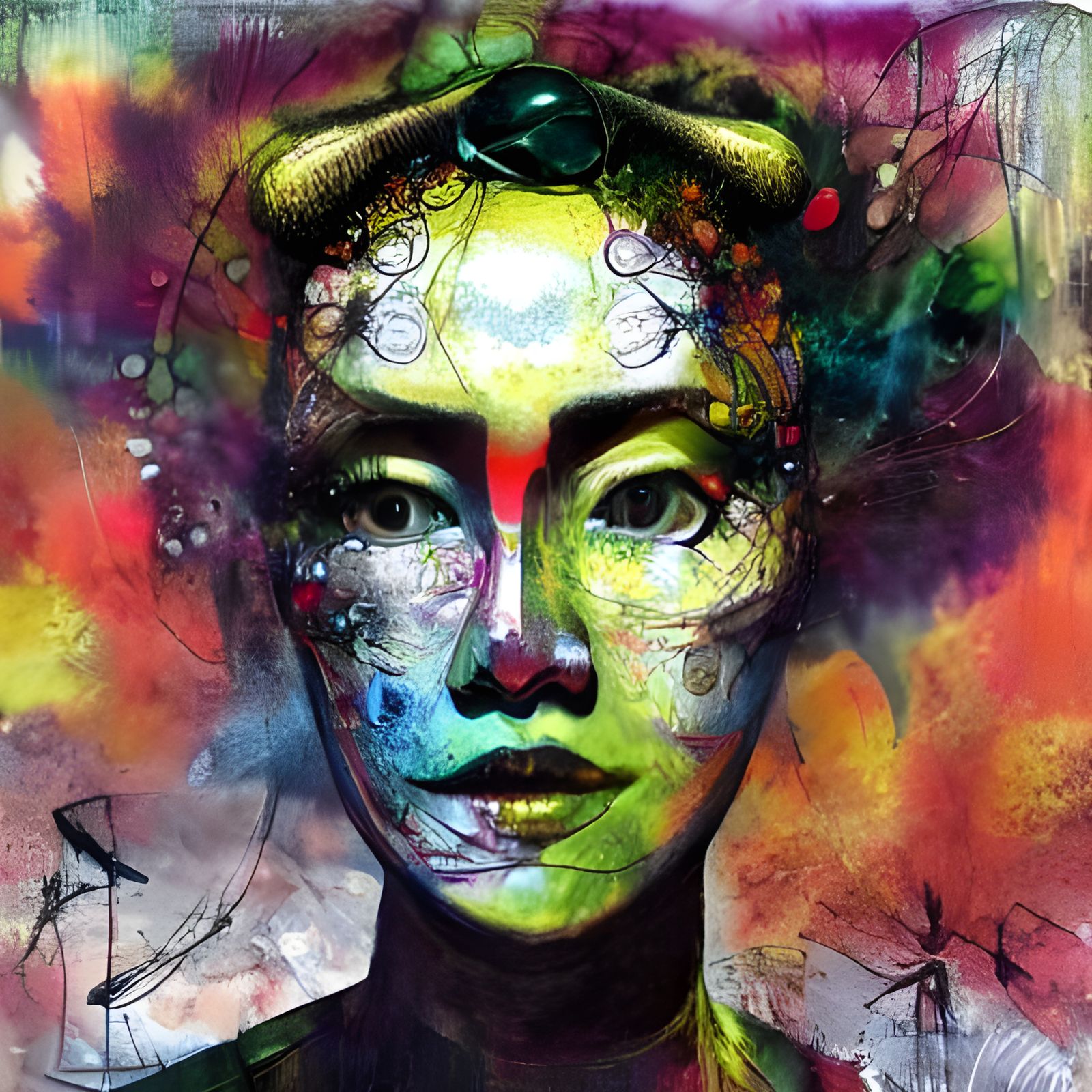 painting , Asian woman, russ mills, textile art, neural network ...