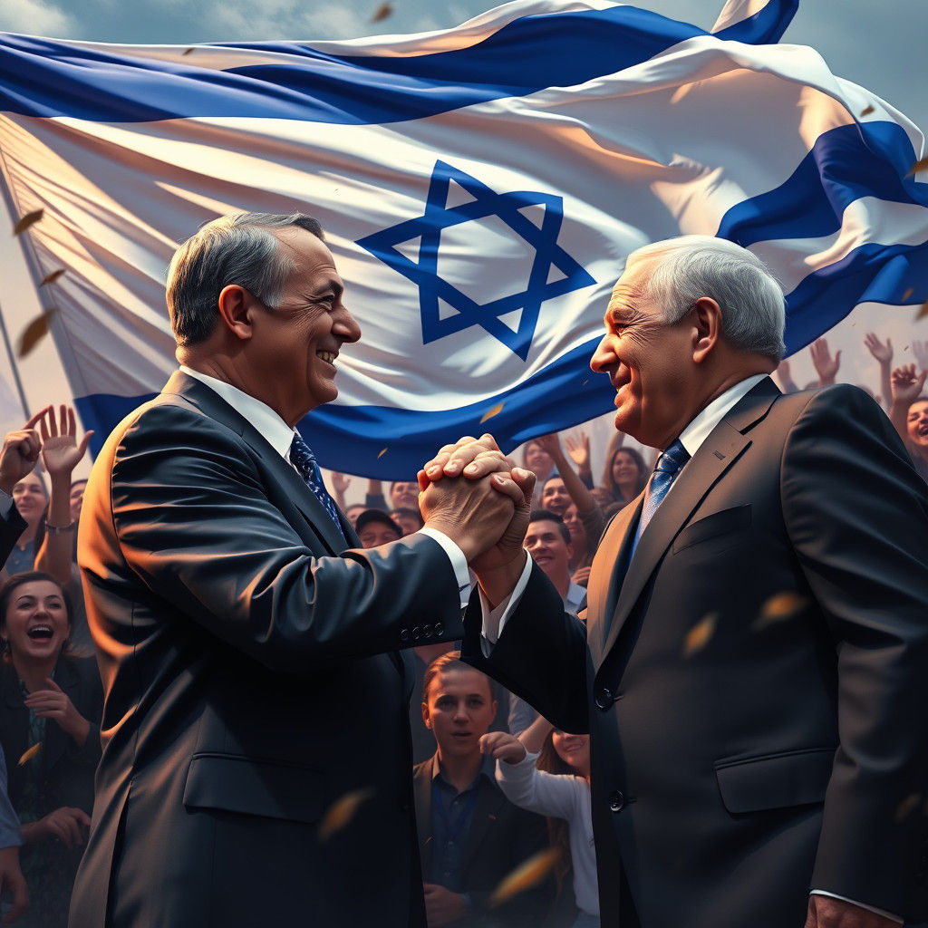 Government Officials' Symbolic Handshake, Fantasy Art