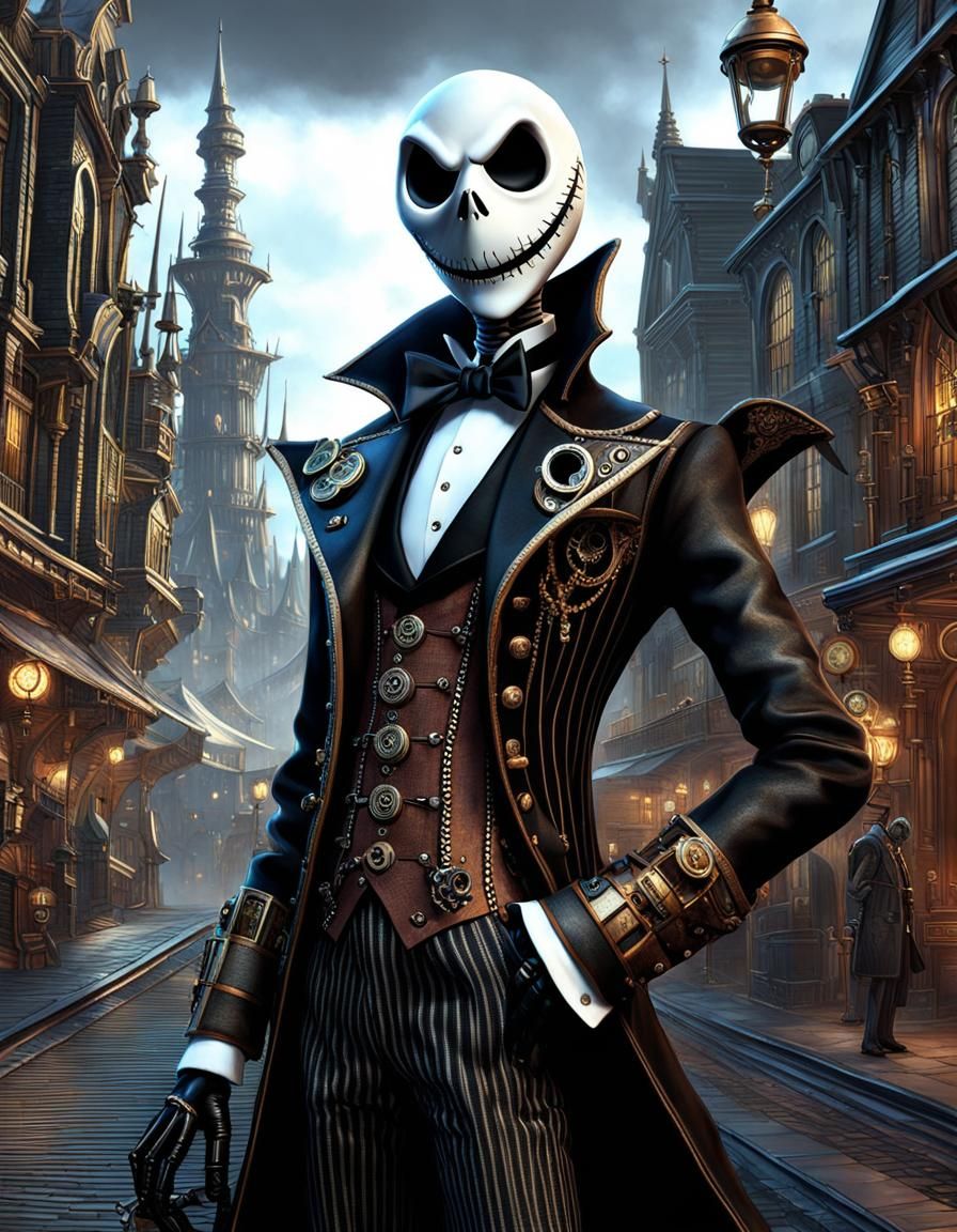 Steampunk Jack Skellington  by @ShuruAI