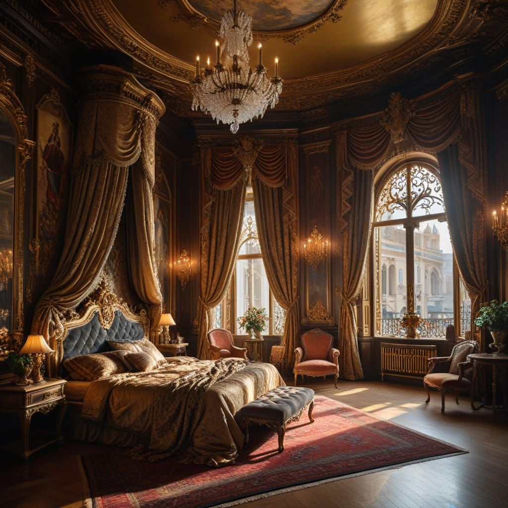 Regal Baroque Bedroom in Opulent Detail