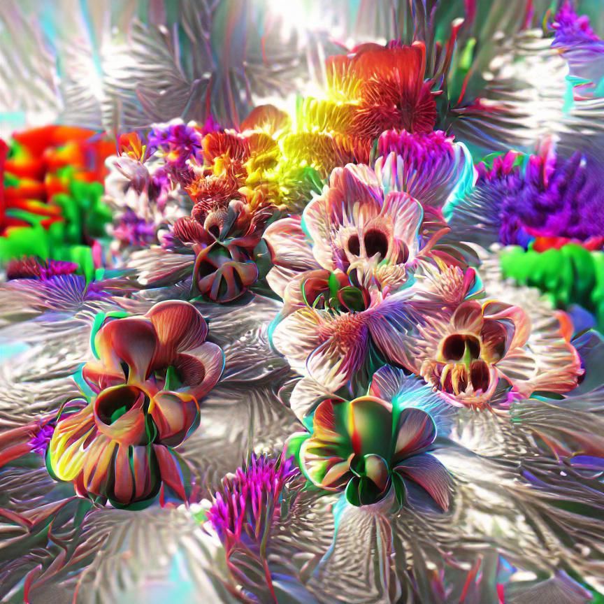 8K 3D Flowers psychedelic VRay