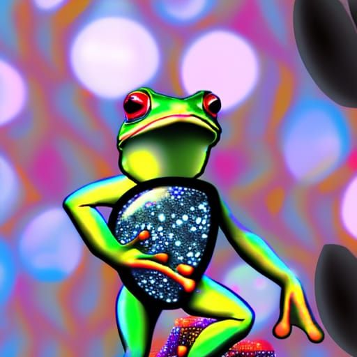 Disco Frog Rocks The House Party Iv - Ai Generated Artwork - Nightcafe 