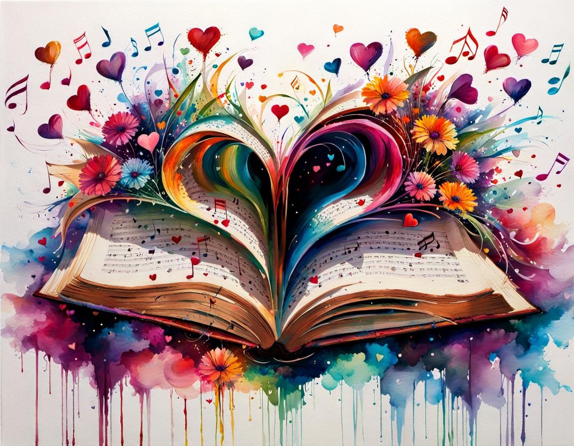 a impressionism painting of a centered open book, with pages...