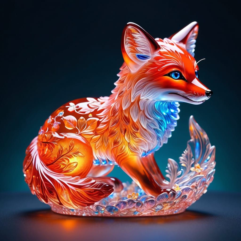 Baby Fox filled with bioluminescent flower
