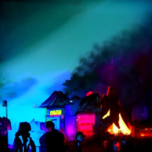 fire on a festival in the dark