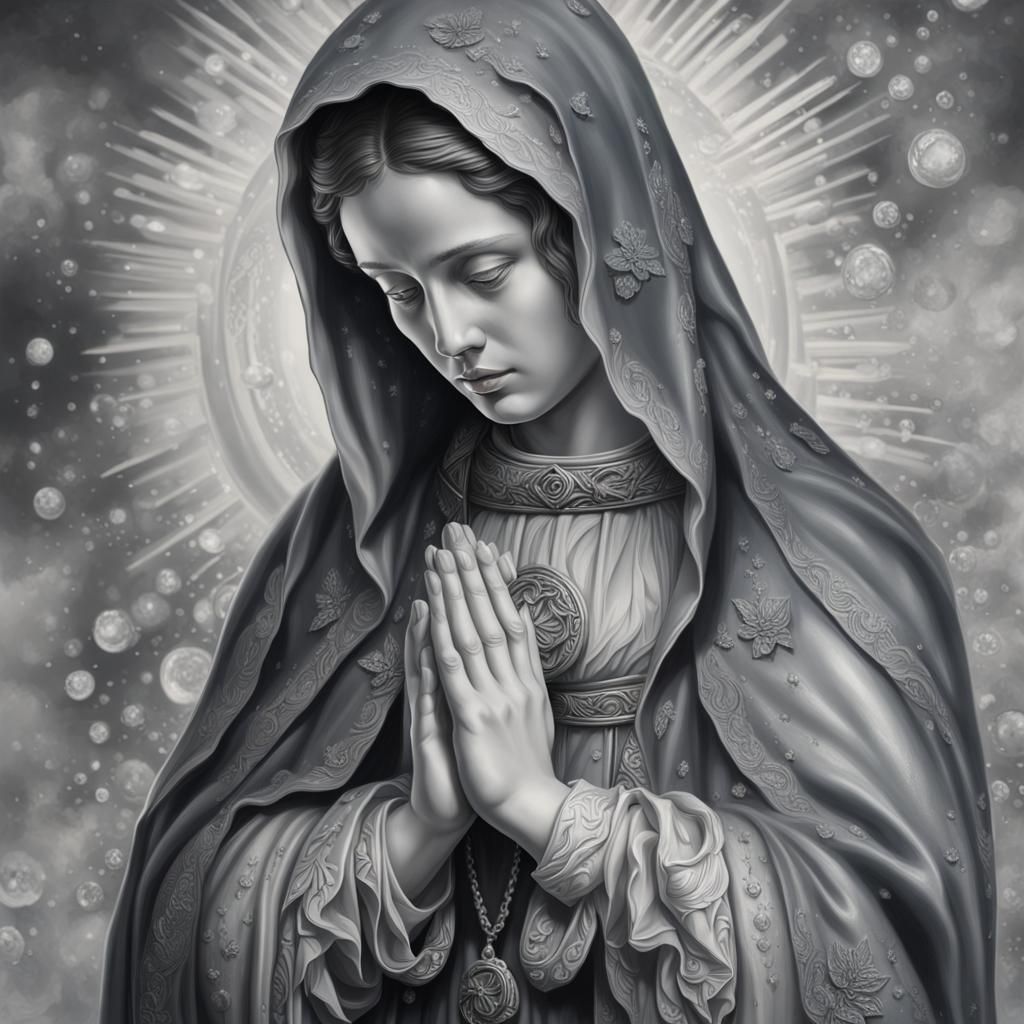 virgen mary Hyperrealistic, splash art, concept art, mid sho...