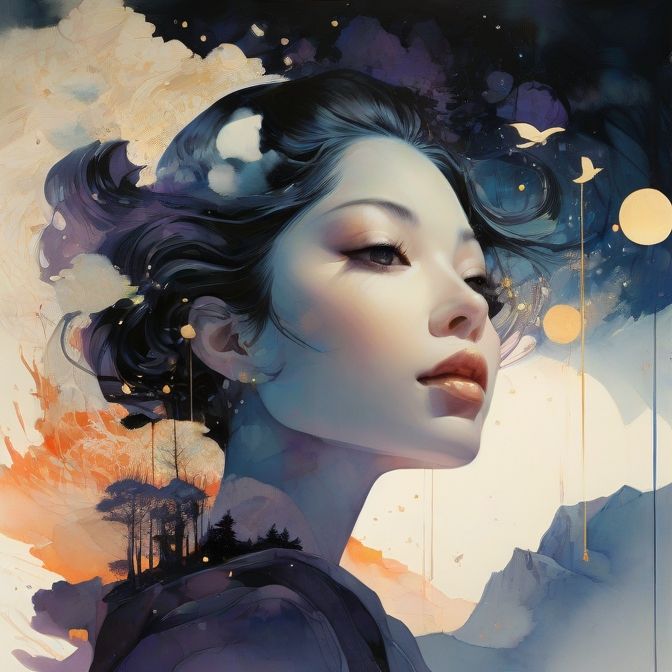 beautiful double exposure portrait