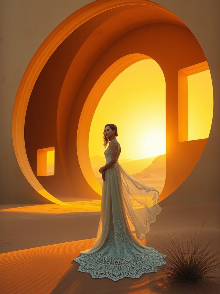 Dreamlike Desert Oasis in Vibrant Surrealist Style