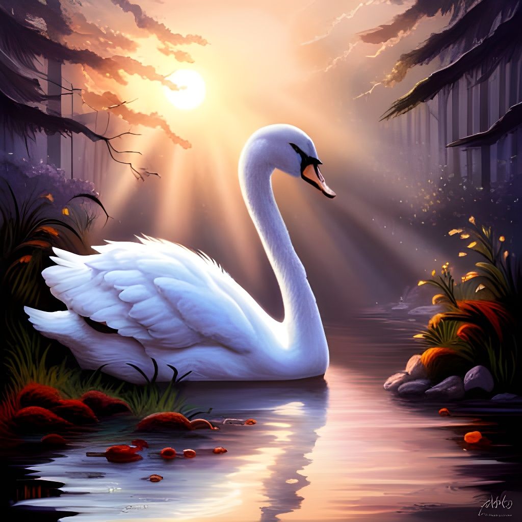  swan with the rays of the sun  by @Trish