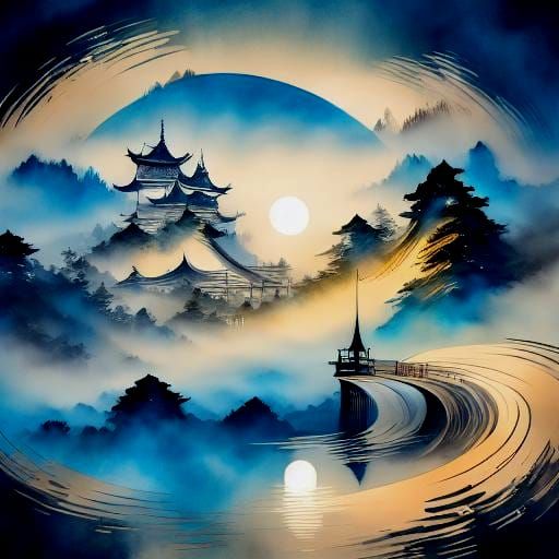 -paysage matinal<lora:ChinesePainting SD15:1.0>  by @Dominique Masset