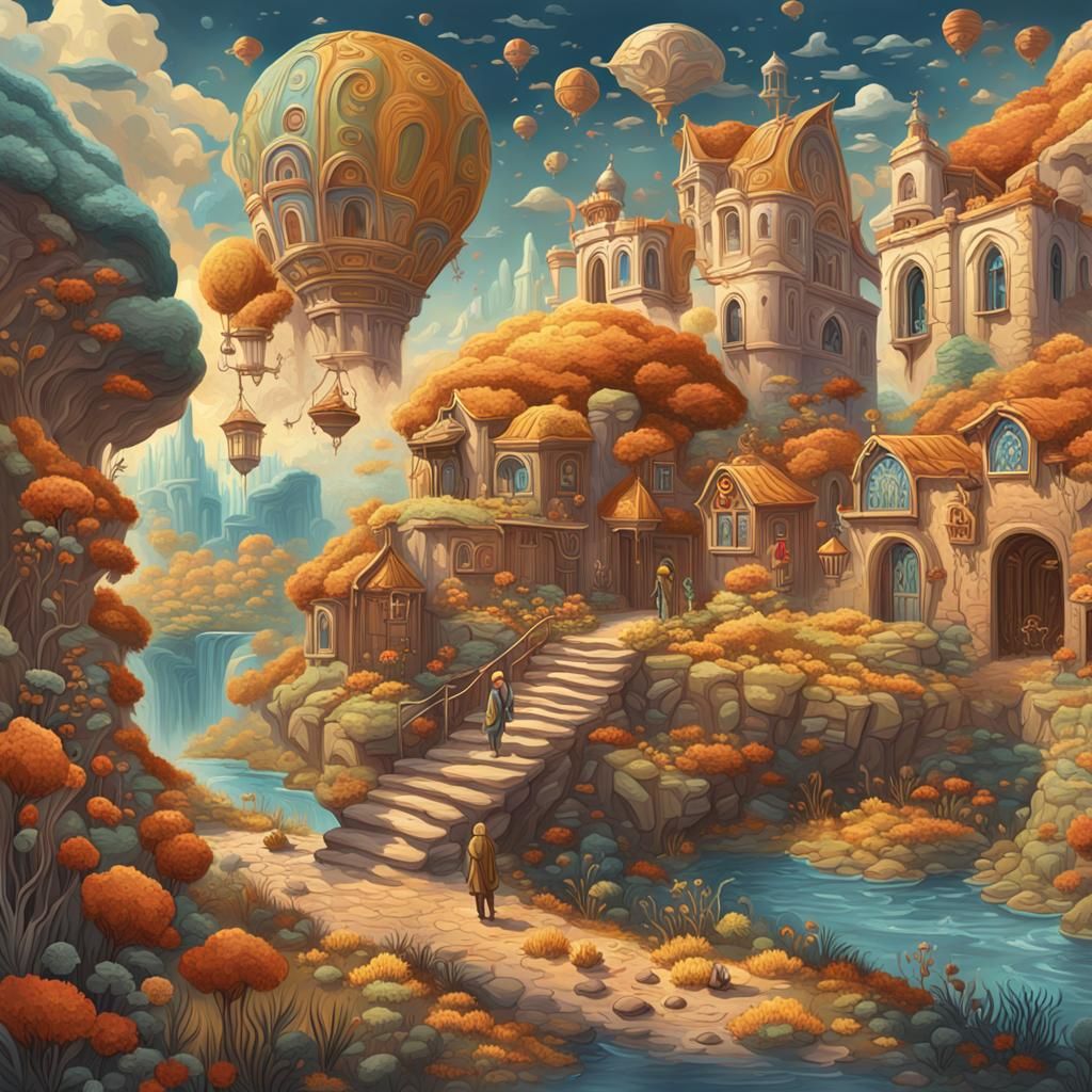 detailed gouache painting