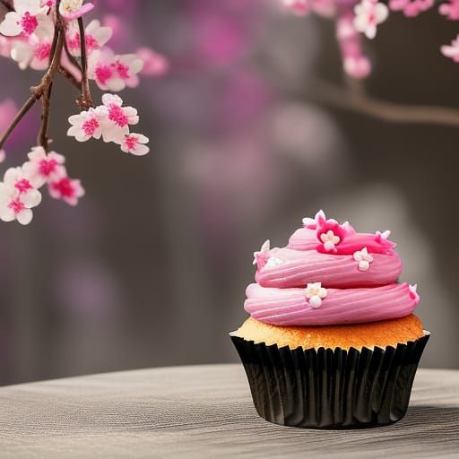 Sakura cupcake  , distinct lighting, detailed matte painting...