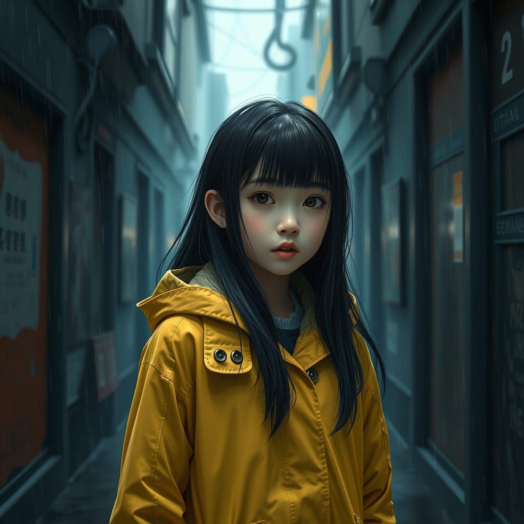 Mysterious Korean Girl in Yellow Raincoat Confronts Dark All...