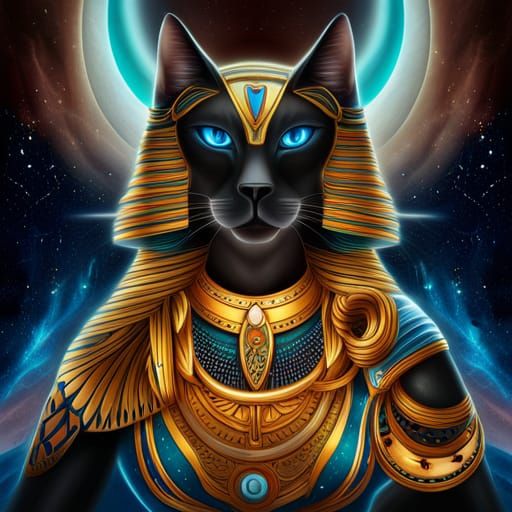 Cosmic Deity Bastet Egyptian Goddess of Protection - AI Generated ...