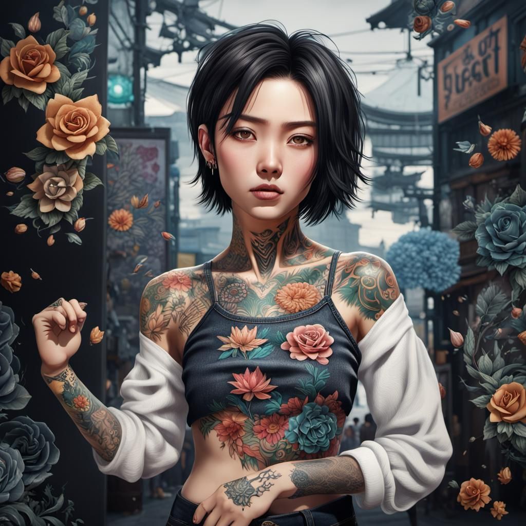a picture of a beautiful woman, short black hair, brown eyes...