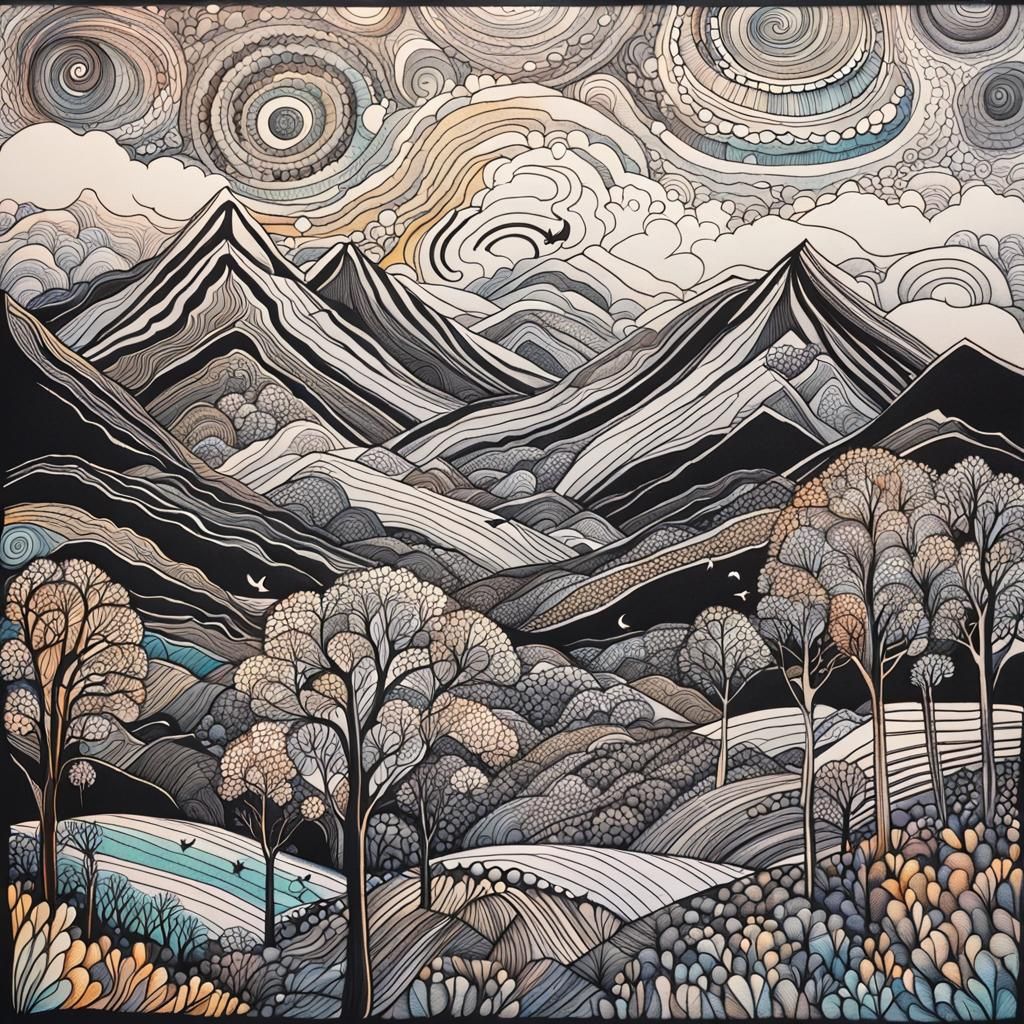 Doodle landscape.   by @Nina Camplin