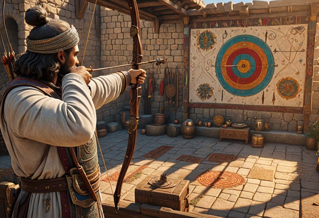 Dnd archery stall, target shooting game in Daltigoth central market