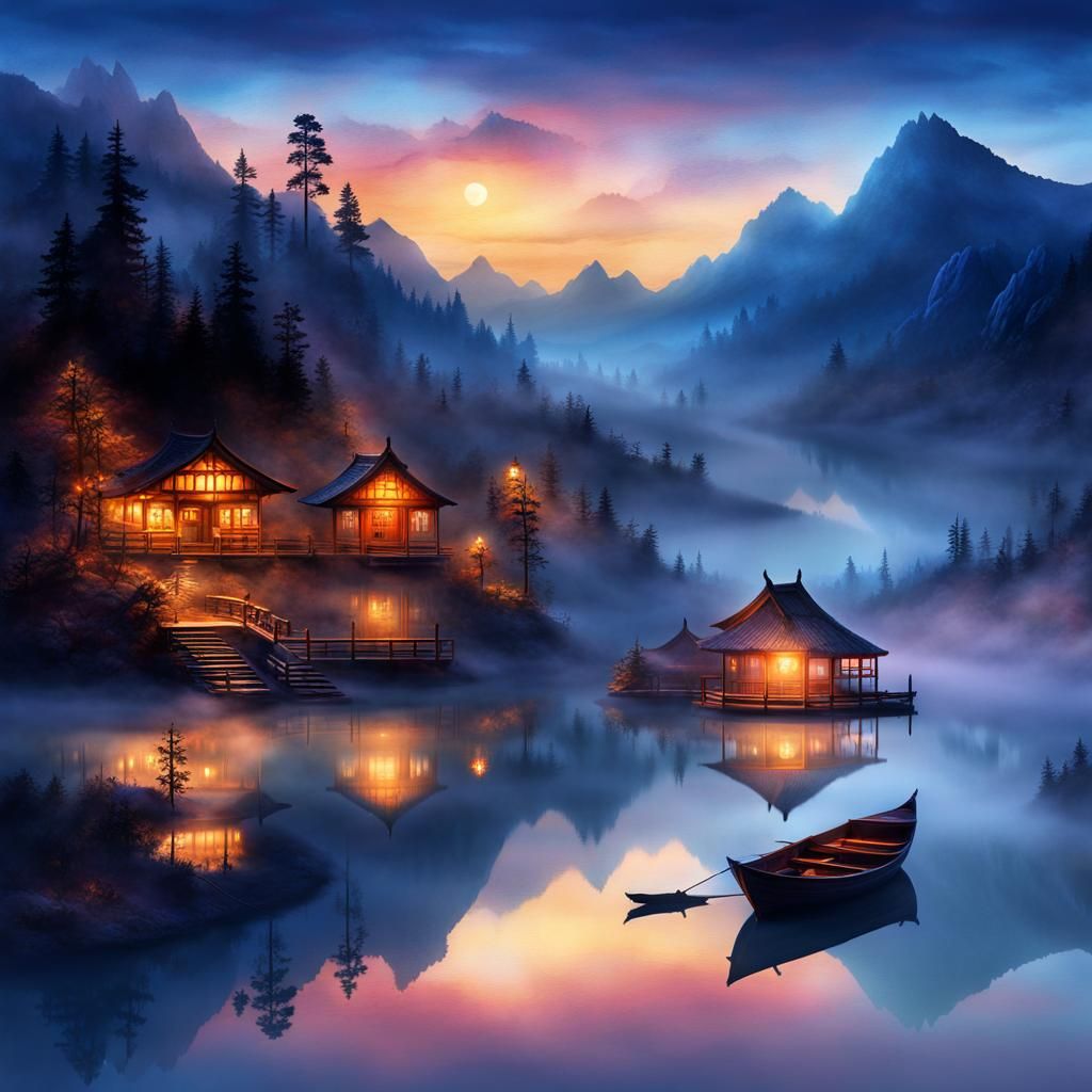 Foggy lake