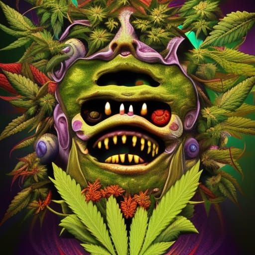 marijuana plant creatures with faces, evil carnivorous marijuana plants ...