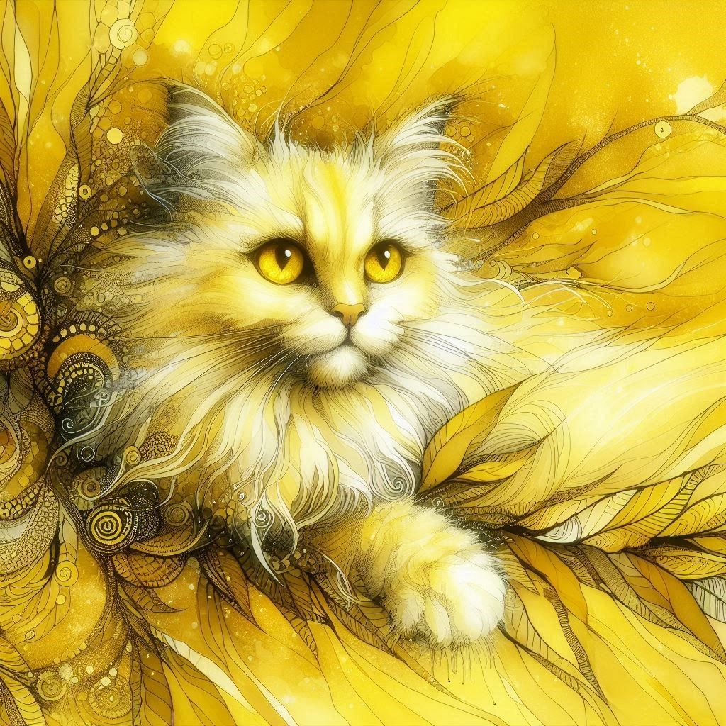 Cat in yellow aesthetic
