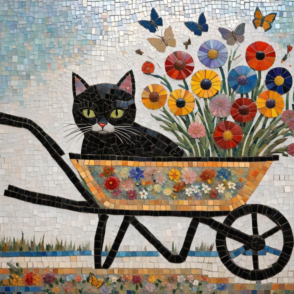 mosaic decorative wheelbarrow   by @Mariyan