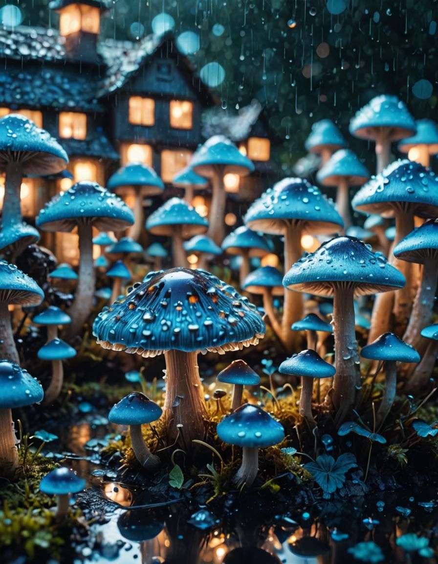 Blue glowing mushroom  by @Hinty