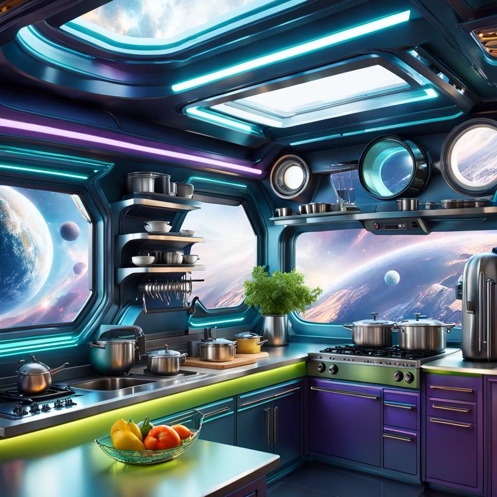 Spaceship Kitchen - AI Generated Artwork - NightCafe Creator