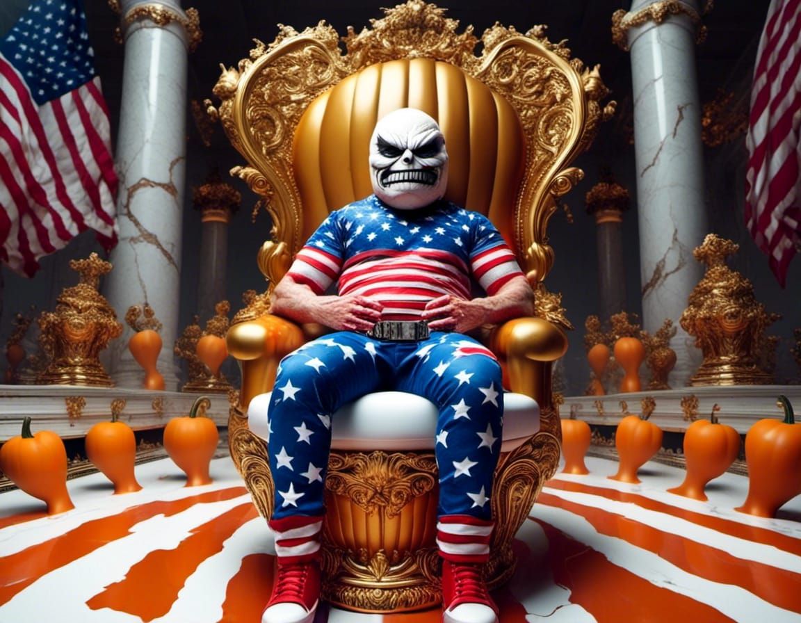 Pumpkin Headed Idiot Flag Clothing Golden Throne