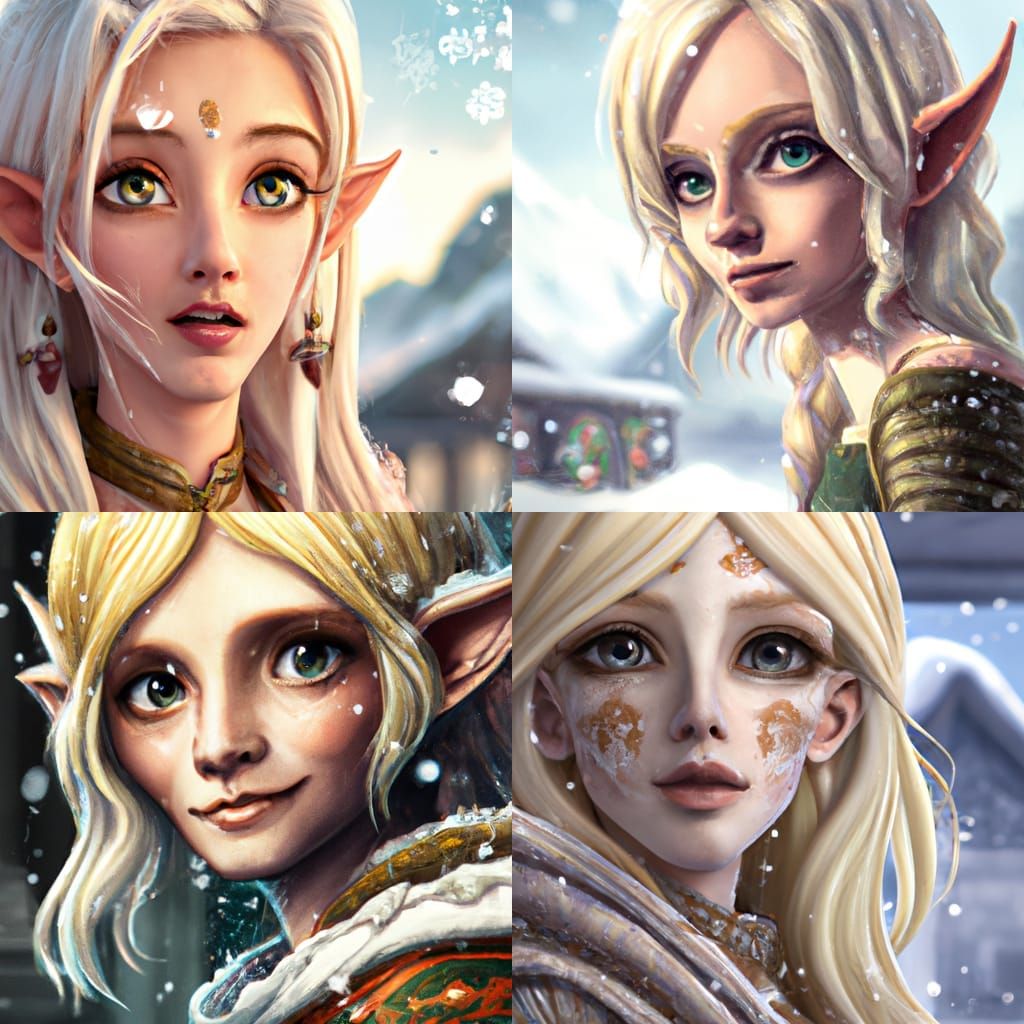 Portrait of elf female with Blonde hair and with cute face, ...