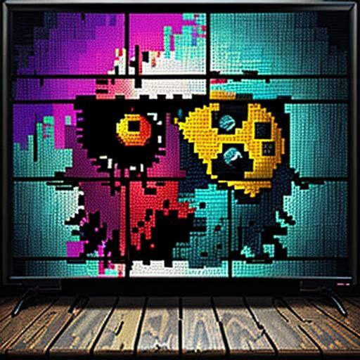 Abstract Pixel Art Displayed