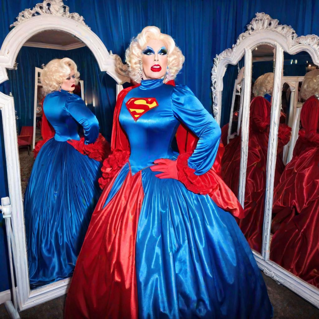 Superman POMPÖÖS Couture Mature Drag Queen Living in a Wonde...