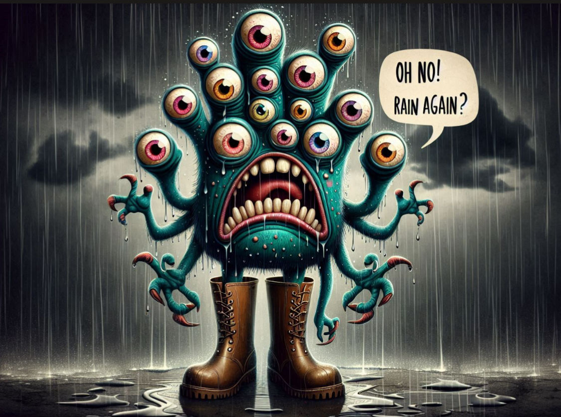 Monster hates the rain