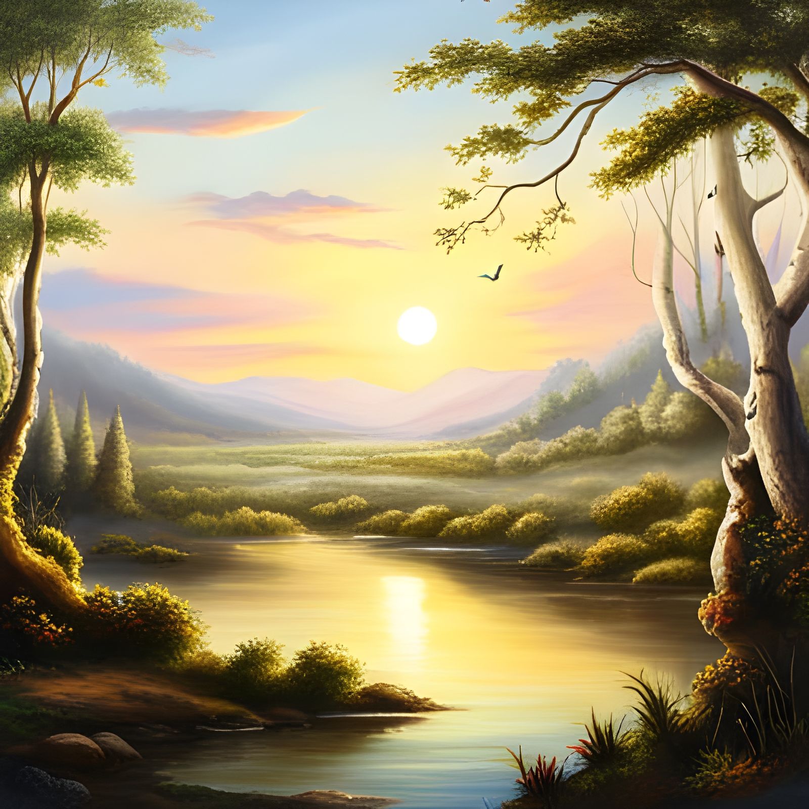 Oil Painted Landscape - AI Generated Artwork - NightCafe Creator