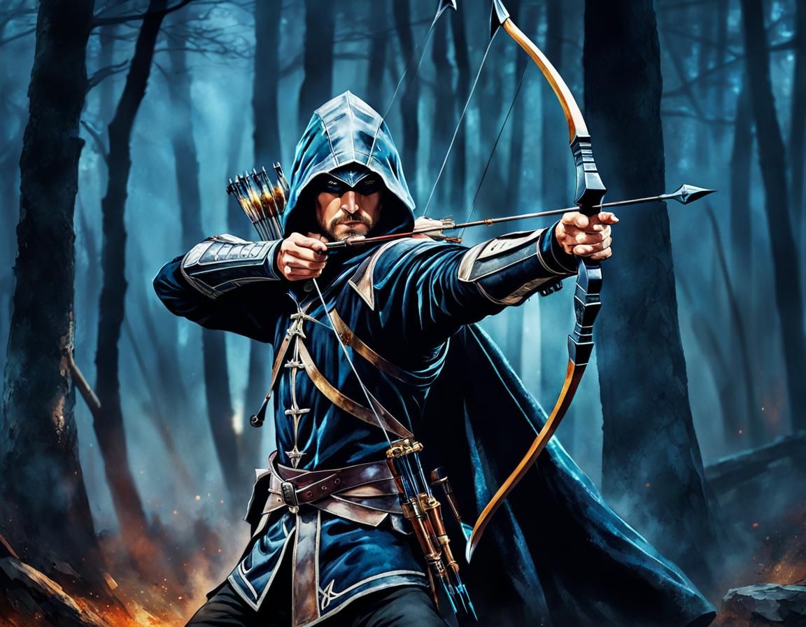 Archer battling in the forest  by @forge4ward