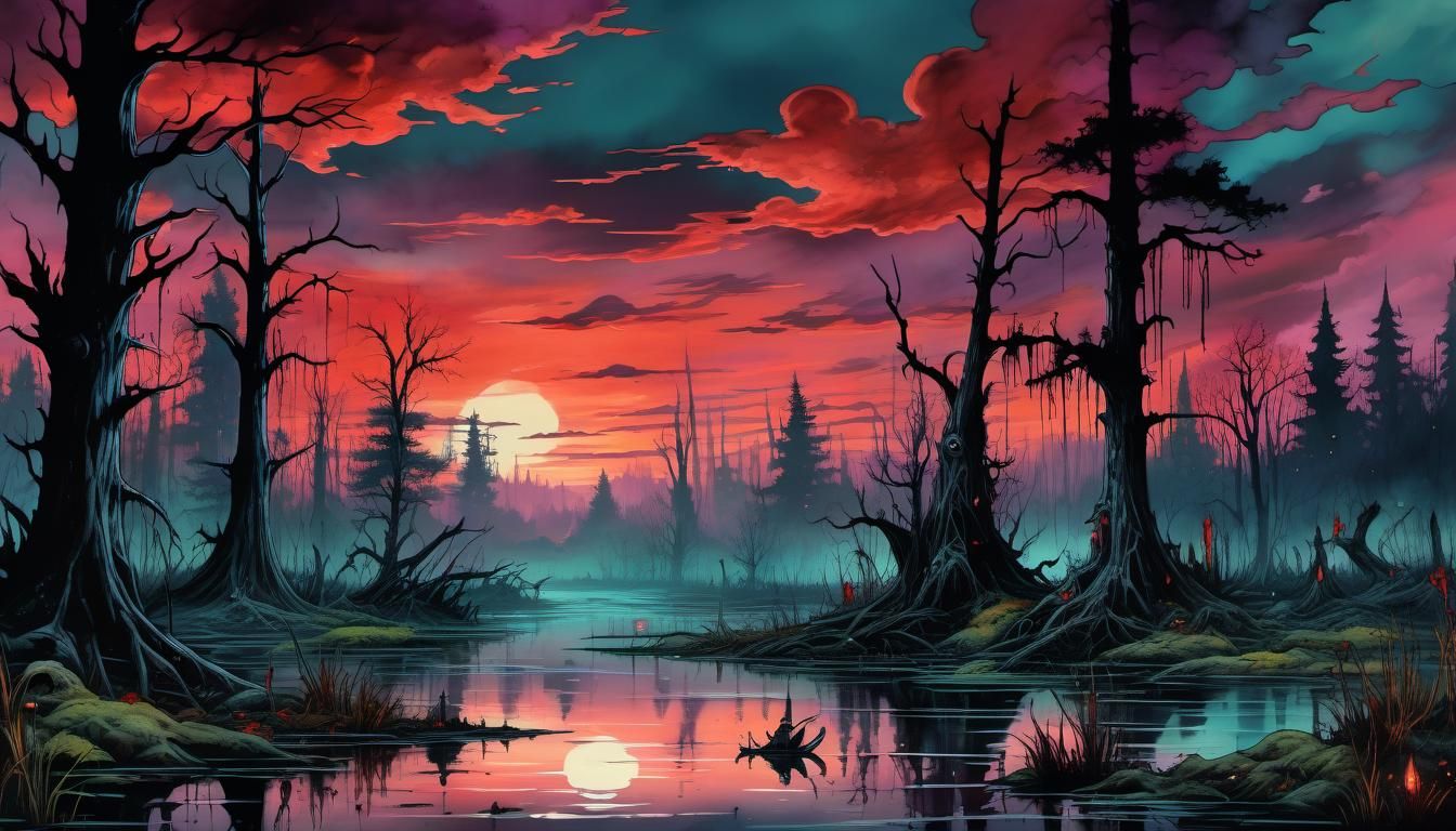 Sunset swamp  by @eva4art