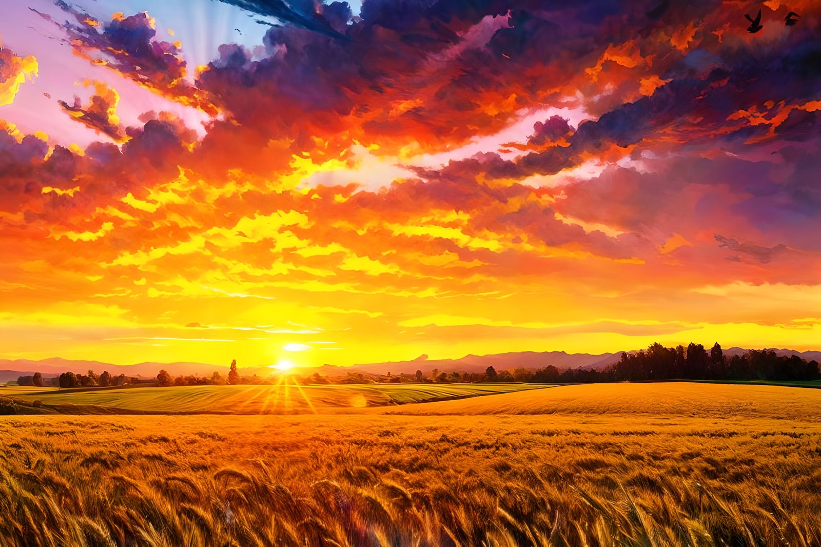 Wheat field sunset