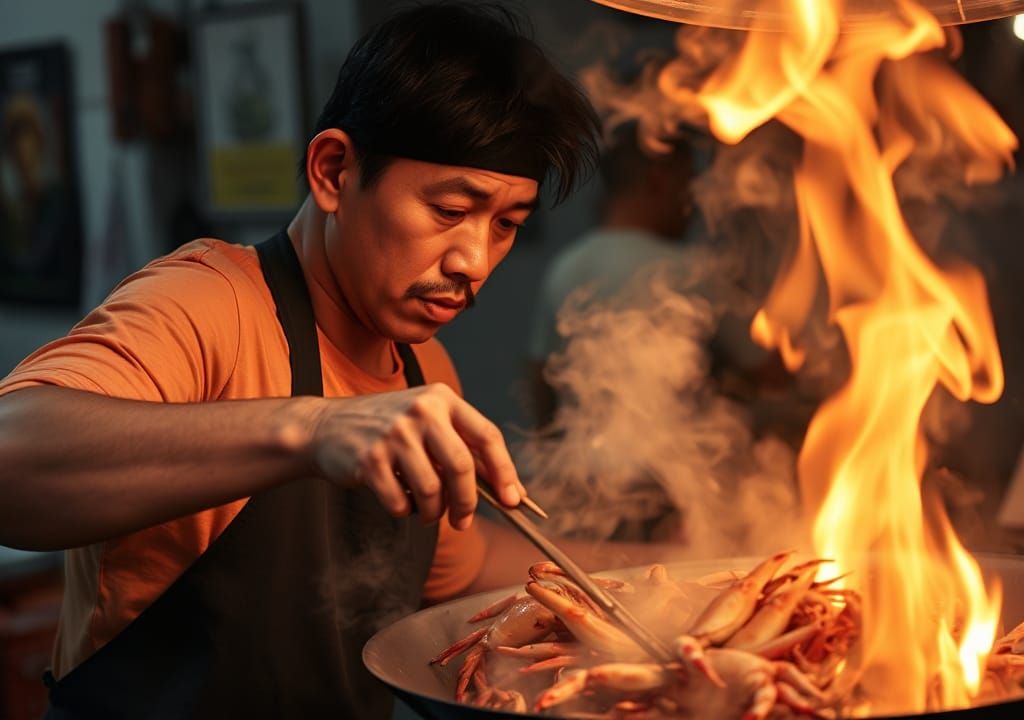 Bangkok Yaowarat Street Cook  by @Brian