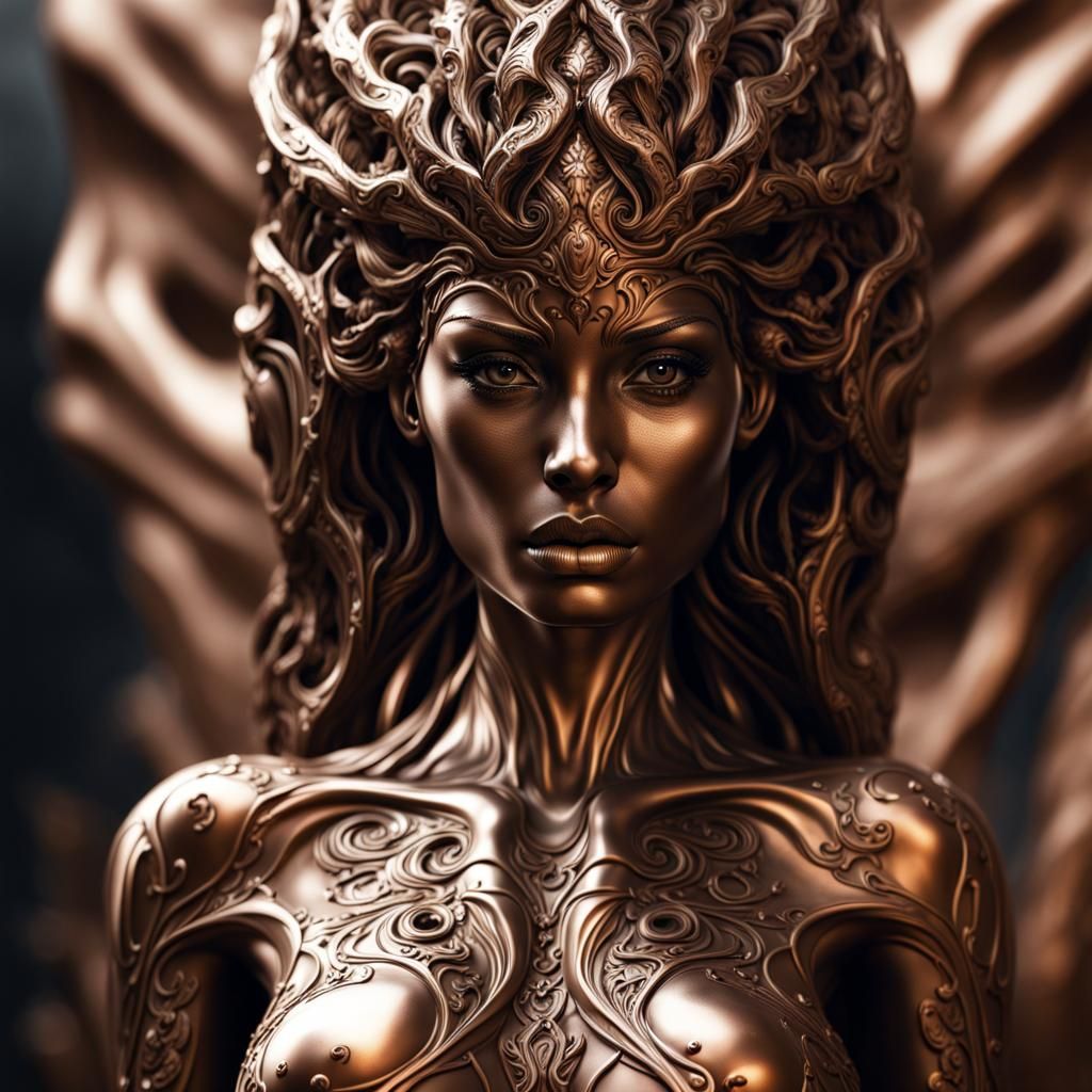 liquid bronze elemental woman