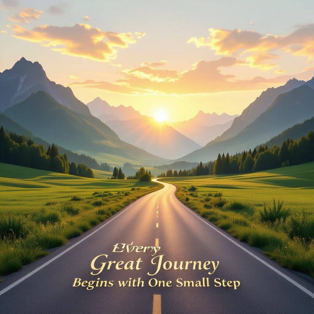 Sunrise Journey Through Mountains and Fields