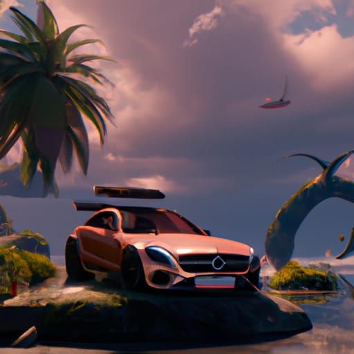 mercedes benz in Hawaii a masterpiece, 8k resolution, dark f...